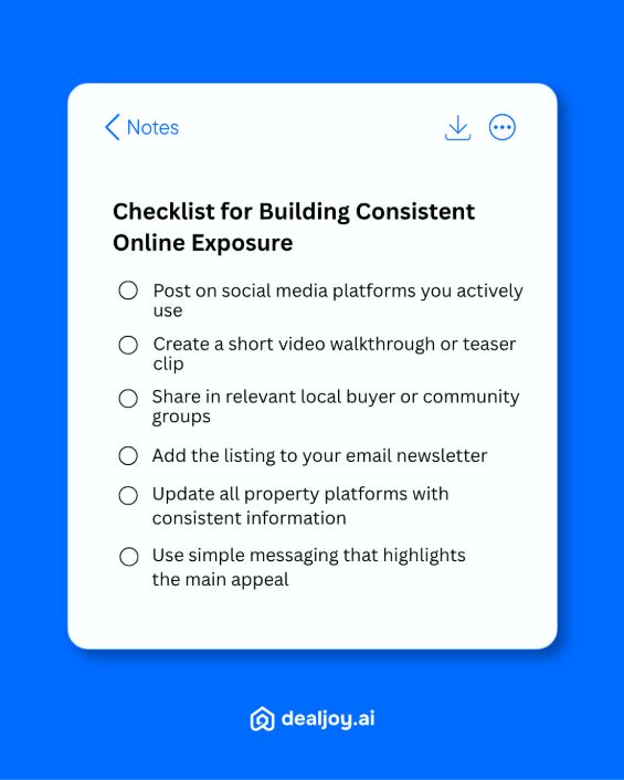 Build Consistent Online Exposure real estate listing agent