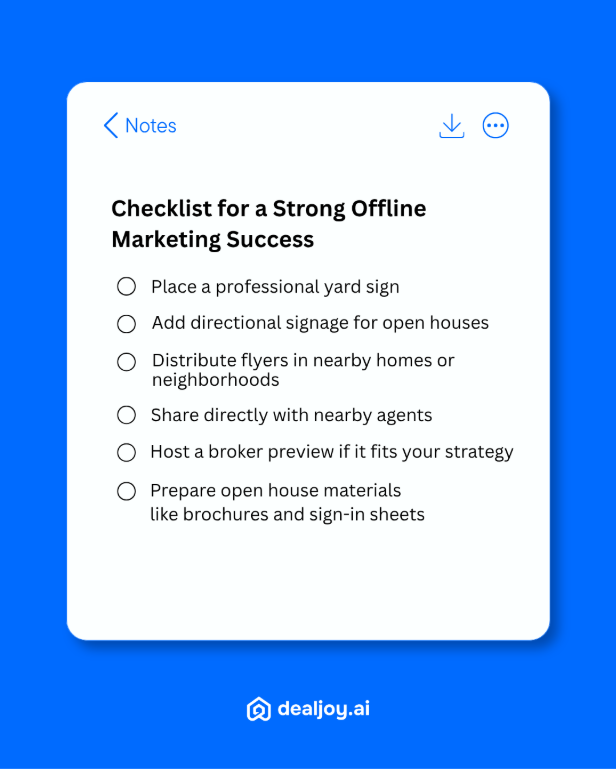 Offline Marketing listing real estate